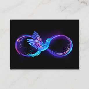 Cartão De Fidelidade Símbolo Neon Infinity com Hummingbird brilhante
