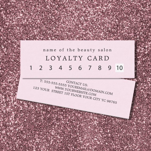 Cartão De Fidelidade Simples Elegante Beleza Branca Rosa (Criador carregado)