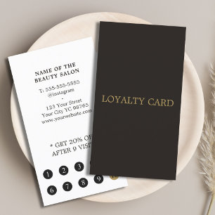 Cartão De Fidelidade Simples Elegante, Ivory Black Beauty Salon