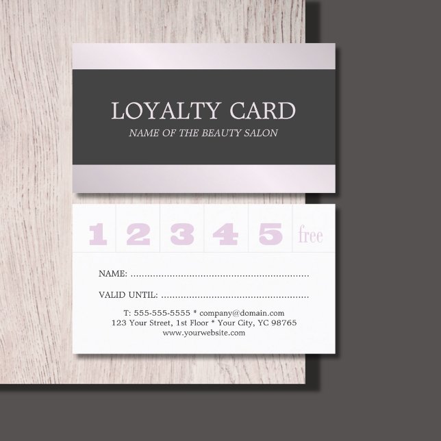 Cartão De Fidelidade Simples Elegante Stripes Beauty Salon Loyalty Card (Criador carregado)