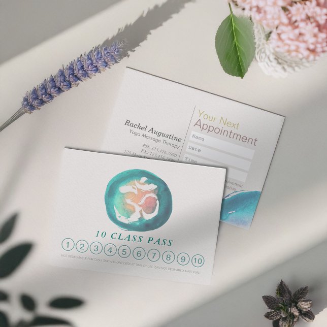 Cartão De Fidelidade Sinal de Om de Aquarela YOGA 10 Classe Compromisso (Criador carregado)