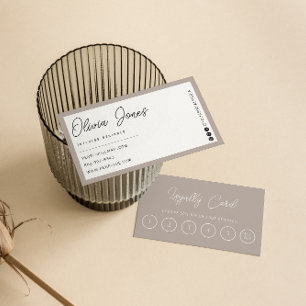 Cartão De Fidelidade Taupe Neutral das Cinzas Elegantes 6 Punch