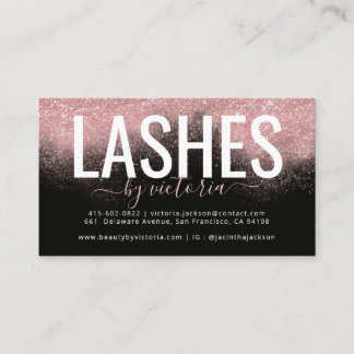 Cartão De Fidelidade Técnico de Eilashes Preto-Cor-de-Rosa rosa Dourado