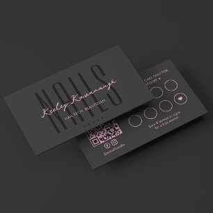 Cartão De Fidelidade Técnico de Unhas Estético Spa Terapeuta Rosa Preto