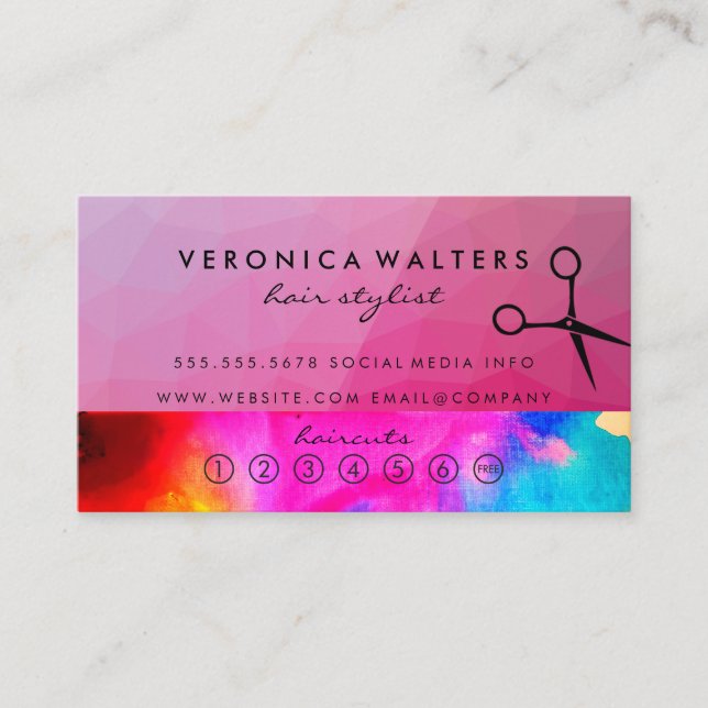 Cartão De Fidelidade Tesoura | Lealdade | Antecedentes coloridos (Frente)