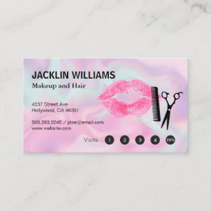 Cartão De Fidelidade Tesoura Lipstick Kiss Salon Lealdade