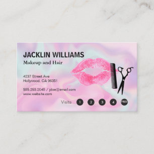 Cartão De Fidelidade Tesoura Lipstick Kiss Salon Lealdade