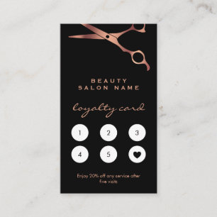 Cartão De Fidelidade Tesoura Preta de Cobre Preta do Cabeleireiro Compr