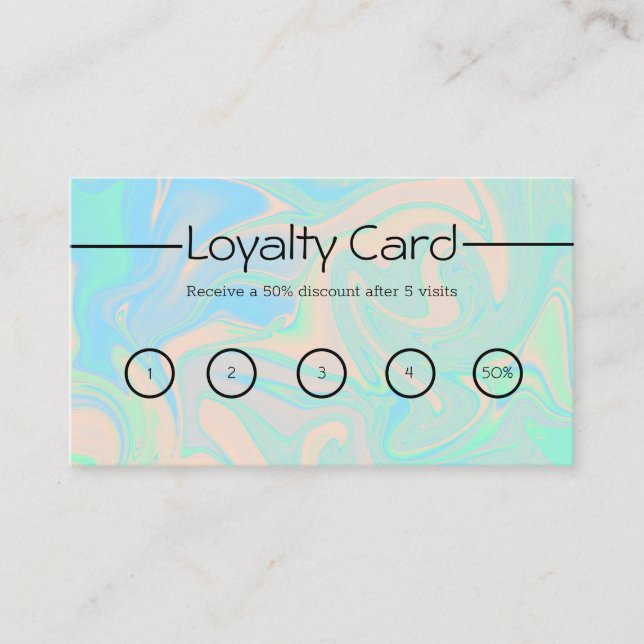 Cartão De Fidelidade Textura iridescente holográfica do falso líquido (Frente)