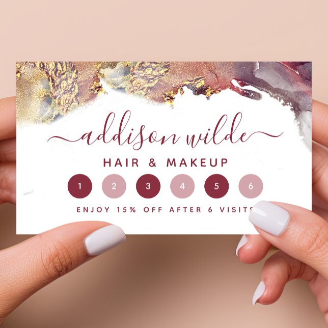 Cartão De Fidelidade Tinta De Aquarela Líquida De Arte Moderna Roxa E D (Criador carregado)