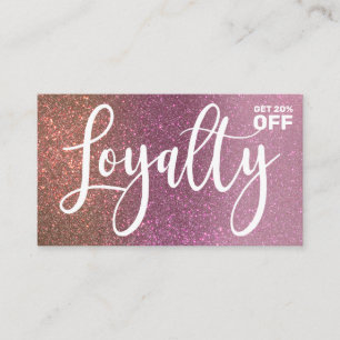 Cartão De Fidelidade Tipografia do Ombro Brilhante Tripla, Dourada Rosa