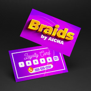 Cartão De Fidelidade Tranças Africanas Vibrantes Rosa e Amarelo