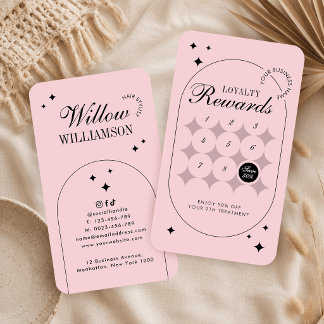 Cartão De Fidelidade Trendy Rosa Simples Salão de Beleza Spa Rótulo Vin