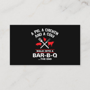 Cartão De Fidelidade Uma Vaca De Frango De Porco Caminha Para Um CHURRA