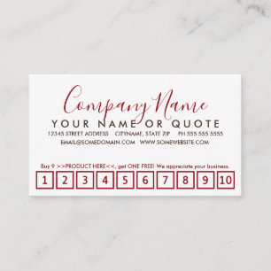 cartão de fidelidade vermelho e chocolate