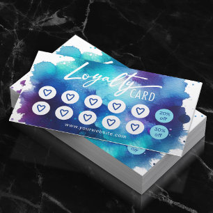 Cartão De Fidelidade Watercolor Beauty Salon & Spa Cute Hearts Lealdade