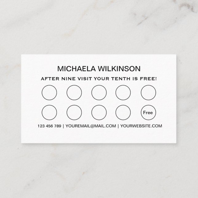 Cartão De Fidelidade White Dog Paw no serviço de aliciamento de animais (Verso)