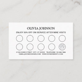 Cartão De Fidelidade White Dog Paw no serviço de aliciamento de animais