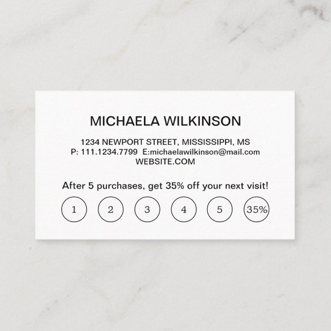 Cartão De Fidelidade White Dog Paw no serviço de aliciamento de animais (Verso)