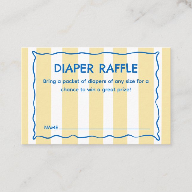 Cartão De Fidelidade Yellow Ciao Baby Baby Shower Diaper Raffle Insert (Frente)