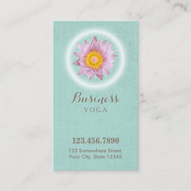 Cartão De Fidelidade Yoga e Meditação Lotus Flower Mint Linen Lealdade (Frente)