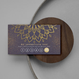 Cartão De Fidelidade Yoga Loyalties 6 Punch Mandala Purple e Dourada Gl