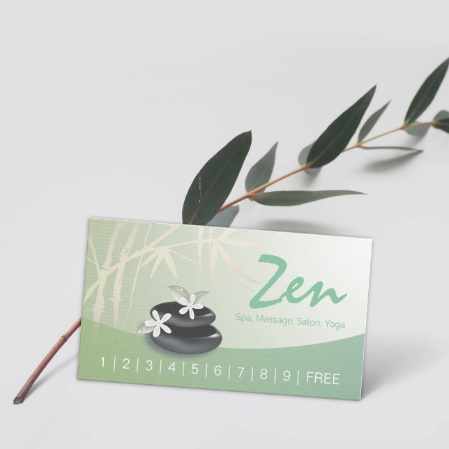 Cartão De Fidelidade ZEN Stone Bamboo Massage Therapy Salon Spa Lealdad (Criador carregado)