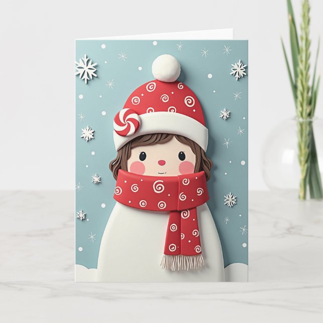 Cartão de Figura de Inverno em Feltro Doce (Frente)