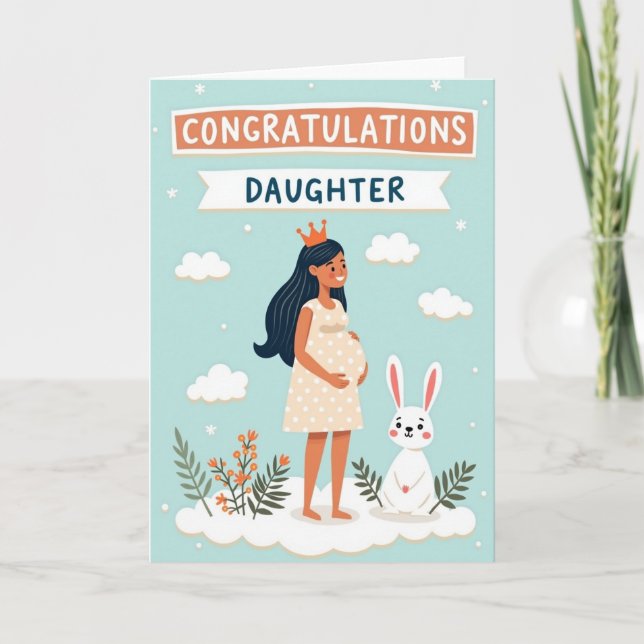 Cartão de Filha Esperando Com Alegria (Frente)