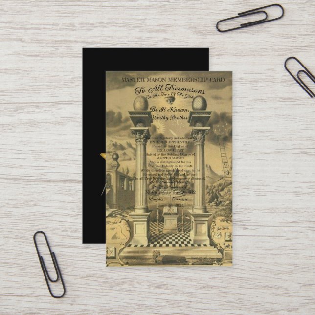 Cartão de filiação Freemason (Frente/Verso In Situ)