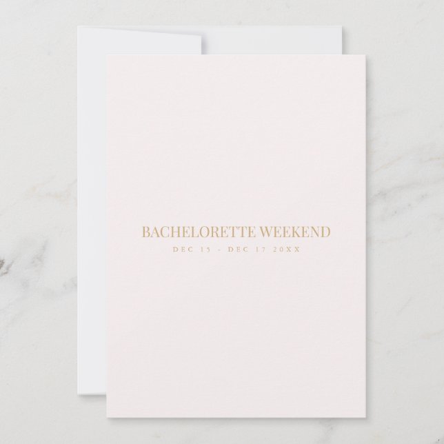 Cartão de Fim de Semana de Noiva Dourado e Rosa (Frente)