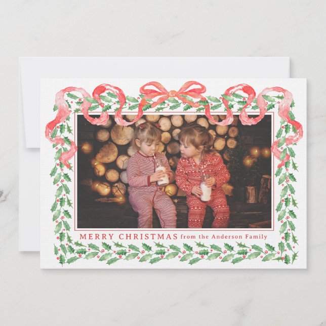 Cartão de Fita de Natal Holly Holly do Grande Milê (Frente)