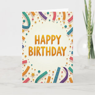 Cartão de Fitas de Aniversário Floral