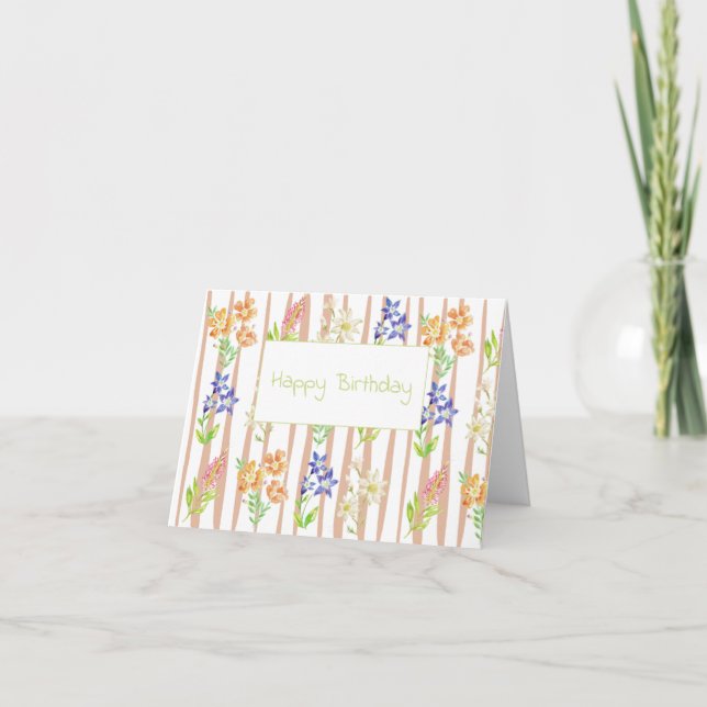 Cartão de flor de aniversário feliz (Frente)