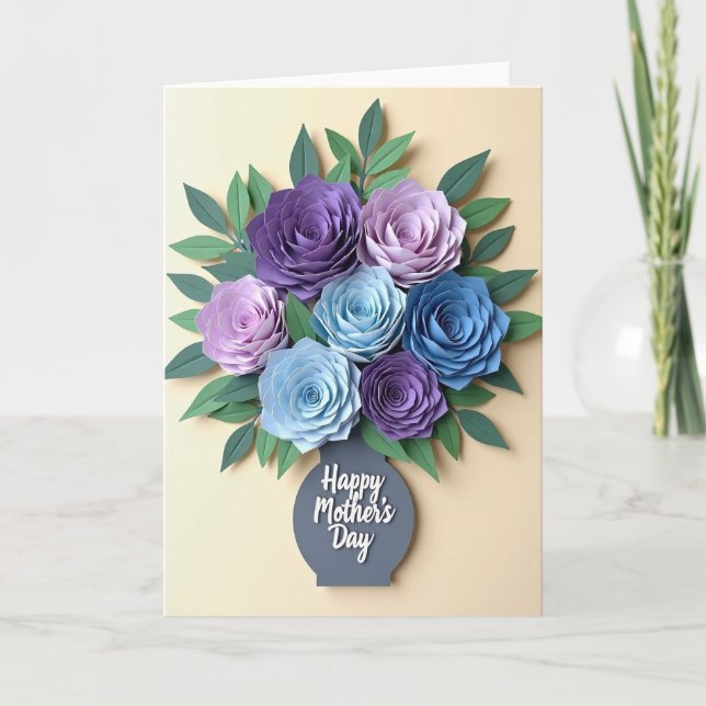 Cartão de Flor de Papel Lavanda (Frente)
