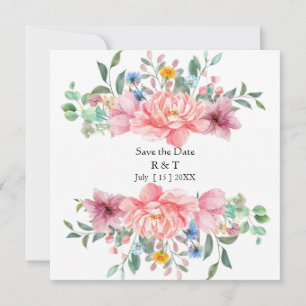 cartão de flor de salvar data personalizado