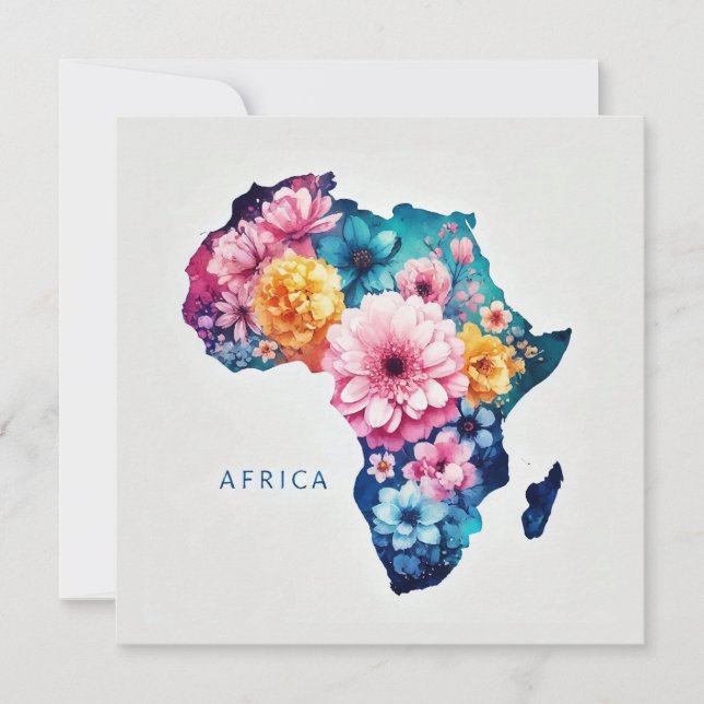 Cartão de flor do mapa africano (Frente)