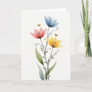 Cartão de Flor Elegante Listrada em Flor