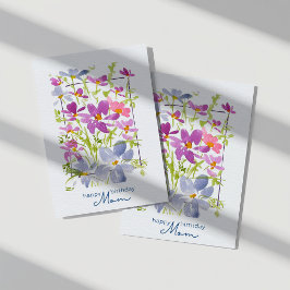 Cartão de Flor Silvestre de Aquarela de Aniversári
