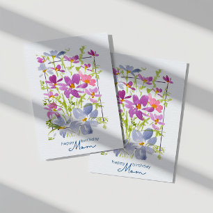 Cartão de Flor Silvestre de Aquarela de Aniversári