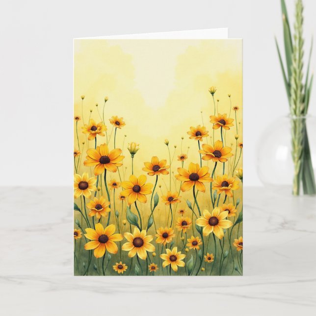 Cartão de Flores Amarelas no Dia das Mães (Frente)