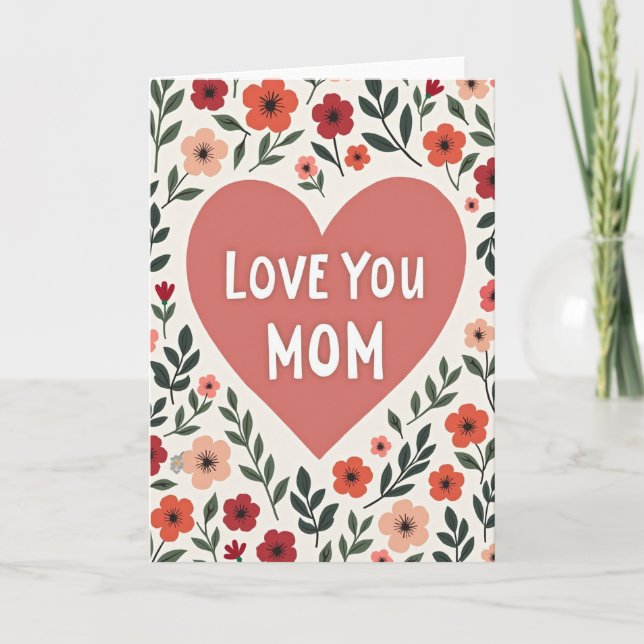Cartão de Flores 'Amo Você Mãe' (Frente)