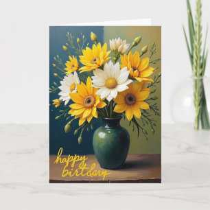 Cartão de Flores de Aniversário Alegre