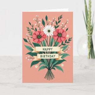 Cartão de Flores de Aniversário Alegre