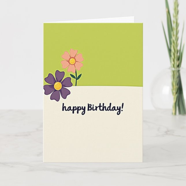 Cartão de Flores de Aniversário Caprichoso (Frente)