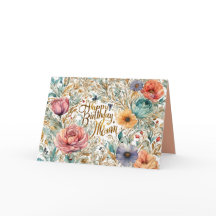 Cartão de Flores de Aniversário da mãe