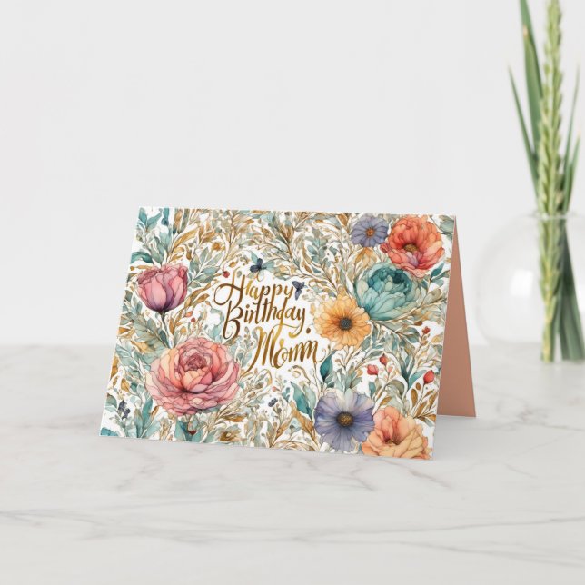 Cartão de Flores de Aniversário da mãe (Frente)