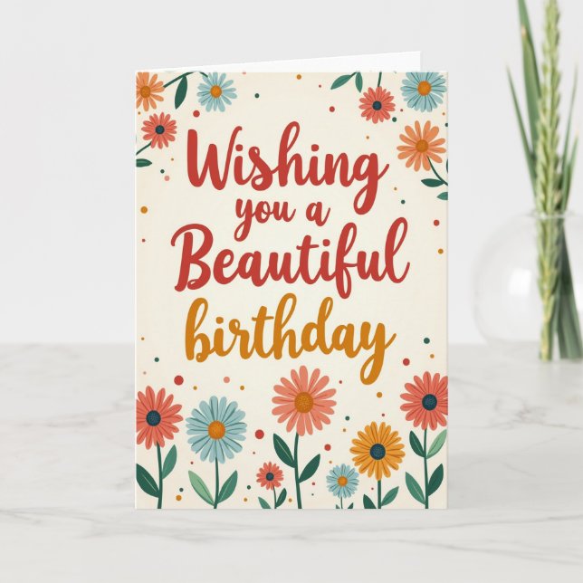 Cartão de Flores de Aniversário Doce (Frente)