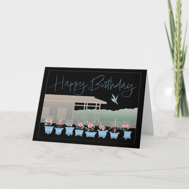 Cartão de Flores de Aniversário Mah Jongg (Frente)