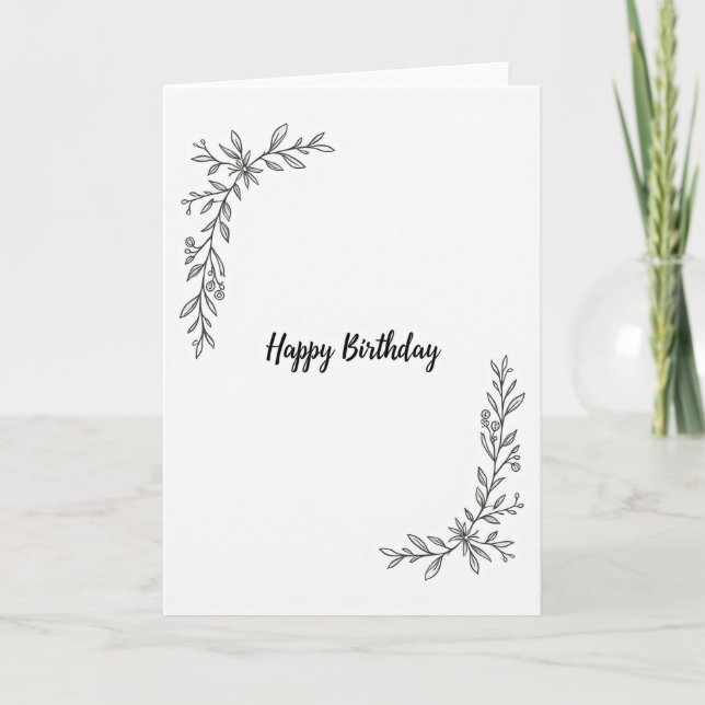 Cartão de Flores de Aniversário Minimalista (Frente)